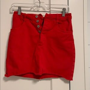 red jean skirt